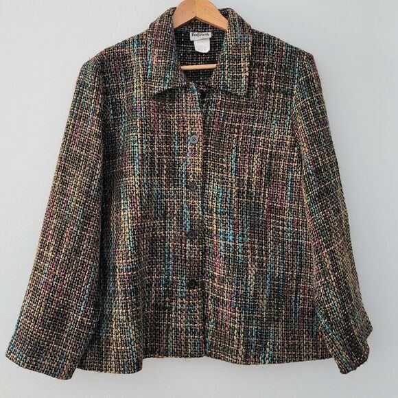 Bon Worth vintage blazer petite medium women's button front multicolor - Picture 1 of 8